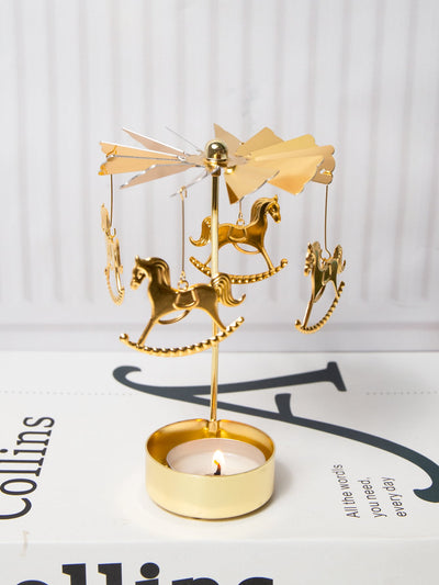Golden Carousel Candle Holder: Elegant Home Decor Accent