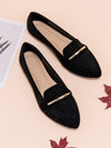 Chic Comfort: Women's Pointed Toe Flat Ballet Shoes with Metallic Strap