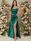 Effortless Elegance for Your Special Day with Split Thigh Satin Cami Bridesmaid Dress