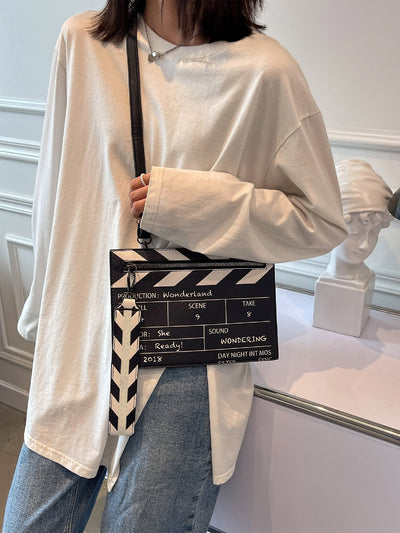 Chic Movie Clapperboard Square Bag for Stylish Professionals and Students