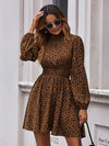 Chic All-Over Print Shirred Waist Dress - Perfect for Any Occasion