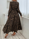 Wild Beauty Leopard Print Flounce Sleeve Shirred Dress