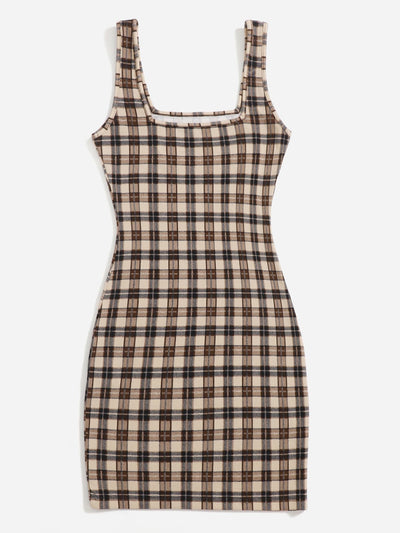 Chic and Comfortable with Plaid Print Cami Dress