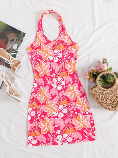 Coloful Floral Fantasy Halter Dress: Your Perfect Summer Style