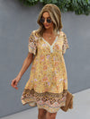 Floral Fantasy Patchwork: Women's Lace Short Sleeve Dress