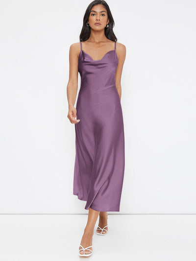 Elevate Your Workwear with the Cowl Neck Solid Slip Dress