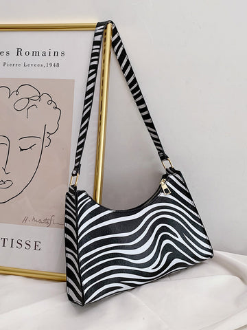 Zebra Striped Shoulder Bag - Make a Bold Statement with Style