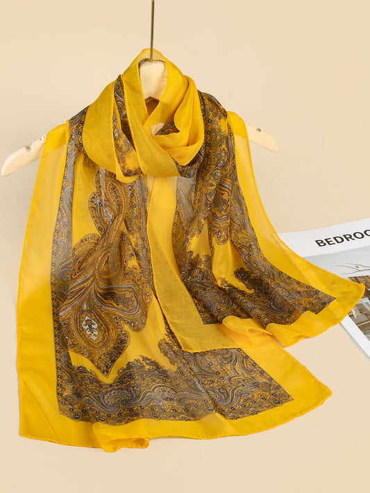 Stay Stylish and Sun-Protected with our Lightweight Paisley Patterned Sheer Scarf!