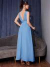 Graceful Elegance: Women's Solid Color Deep V-Neck High Split Dress