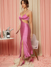 Elegance and Allure Combined with Tied Backless Split Thigh Dress