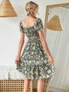 Bohemian Bliss: Floral Print Tie-Front Ruffle Hem Dress