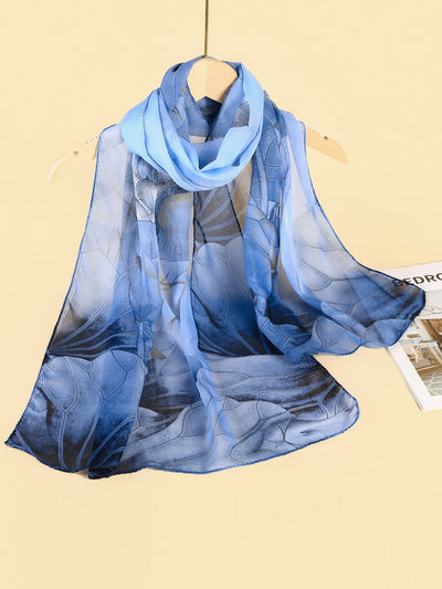 Spring Blossom: Women's Elegant Floral Print Chiffon Scarf