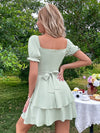 Chic and Sweet: The Sweetheart Neck Layered Hem Dress