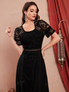 Chic and Elegant: Modely Flounce Sleeve Ruffle Hem Lace Dress