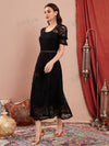 Chic and Elegant: Modely Flounce Sleeve Ruffle Hem Lace Dress