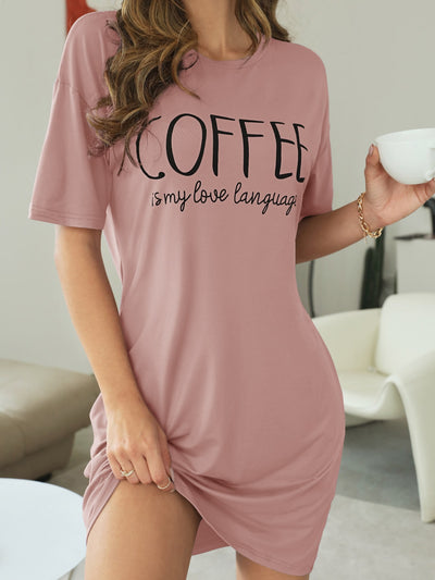 Mint Green Slogan Graphic Drop Shoulder Nightdress - Stay Stylish and Comfortable all Night Long