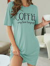 Stay stylish and comfortable all night long with our Mint Green Slogan Graphic Drop Shoulder Nightdress. Made for ultimate comfort, this nightdress features a trendy slogan graphic and flattering drop shoulder design. Sleep in style and wake up refreshed with our nightdress.