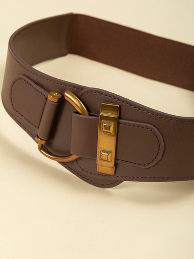 Vintage-Inspired Brown Waist Belt with Metallic Buckle – Perfect for Daily Wear and Halloween Style