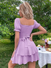 Chic and Sweet: The Sweetheart Neck Layered Hem Dress