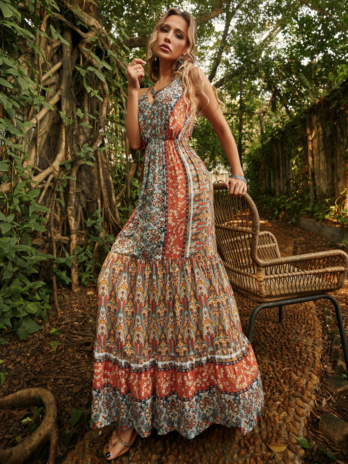boho cami dress Blossoming Beauty: Floral Print with Tie Shoulders and Ruffle Hem Crafted from lightweight Color:Vintage Rose Purple mesa-rose Tabitha Brown Dress Women