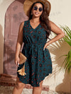 Summer Chic: Plus All-Over Print Knot Front Curved Hem Dress