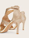 Glamorous Gold Stiletto Heels with Rhinestone Decoration