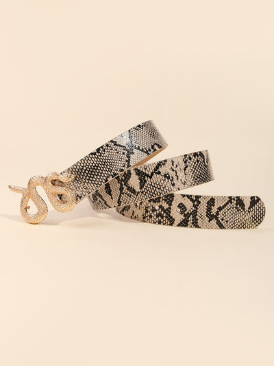 Boho Chic Snakeskin Pattern Buckle Belt - Perfect Accessory for Halloween