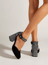 Glamorous Chunky Heeled Ankle Strap Pumps