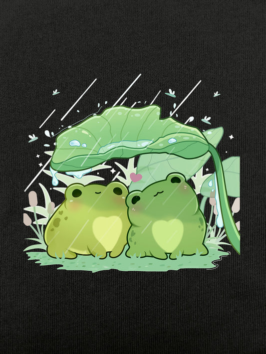 Whimsical Kawaii Frog Print Tee - Perfect for School and Casual Wear