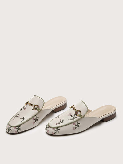 2024 Spring Chic: Women's Backless Loafers With Horsebit Buckle Muller Shoes