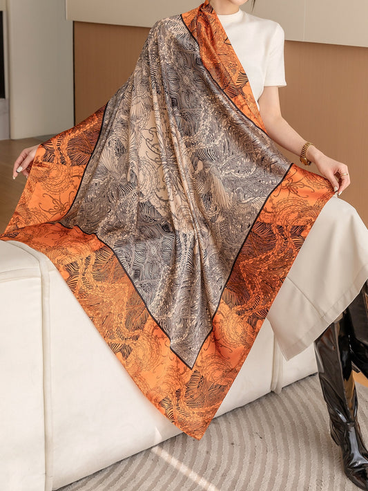 Chic Printed Silk Square Scarf - Elevate Your Style with this Versatile Bandana