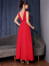 Graceful Elegance: Women's Solid Color Deep V-Neck High Split Dress