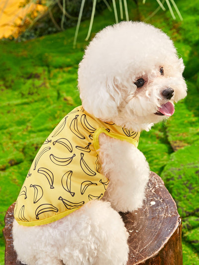 Banana Pattern Print Pet Tank: Keep Your Furry Friend Stylish and Comfy!