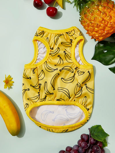 Banana Pattern Print Pet Tank: Keep Your Furry Friend Stylish and Comfy!