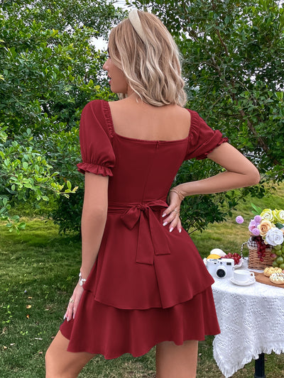 Chic and Sweet: The Sweetheart Neck Layered Hem Dress