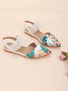 Chic Tropical Print Pointed-Toe Ankle Strap Flats for Effortless Style