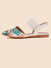 Chic Tropical Print Pointed-Toe Ankle Strap Flats for Effortless Style