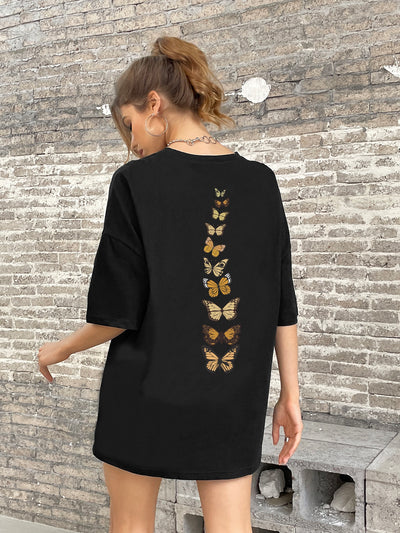 Butterfly Dreams: Drop Shoulder Tee for Effortless Style