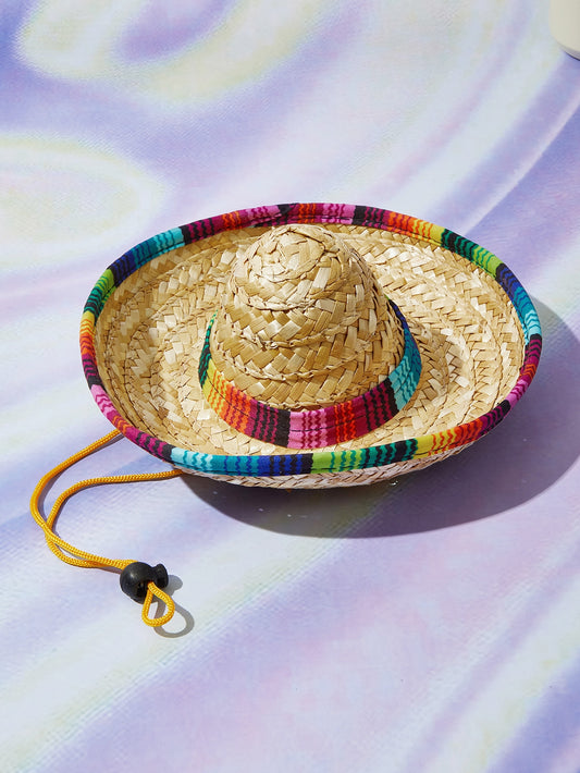 This Colorful Pet Straw Hat offers festival sun protection for your pet with an adjustable chin strap. Made with durable straw material, it provides breathable comfort. Keep your furry friend stylish and protected from the sun's rays.