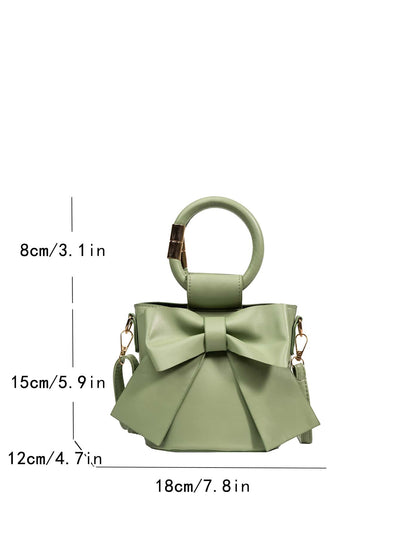 Chic Mini Bow Decor Top Ring Bucket Bag - Perfect for Any Occasion!