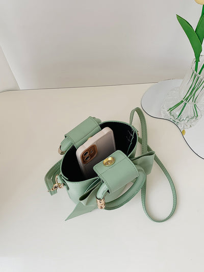 Chic Mini Bow Decor Top Ring Bucket Bag - Perfect for Any Occasion!