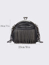 Punk Gothic Kiss-Lock Clutch with Rivet Tassel: A Rock Style Novelty Bag for Women