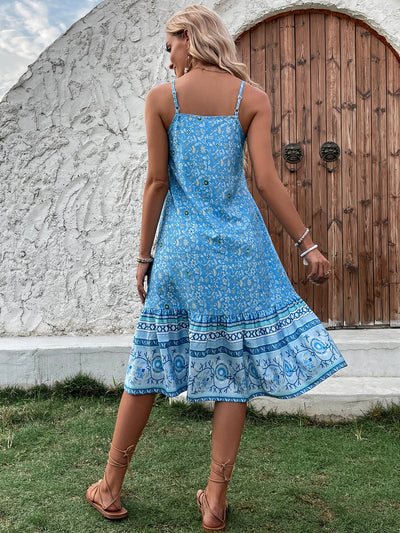 Summer Vibes: Sleeveless Printed Casual Dress for Women