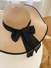 Sun-Kissed Elegance: Milk White Wide Brim Sun Hat with Bowknot Decoration