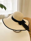 Sun-Kissed Elegance: Milk White Wide Brim Sun Hat with Bowknot Decoration