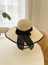 Sun-Kissed Elegance: Milk White Wide Brim Sun Hat with Bowknot Decoration