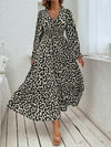 Wild Beauty Leopard Print Flounce Sleeve Shirred Dress