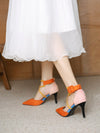 Chic Color Block High Heel Shoes with Pointed Toe and Adjustable Buckle