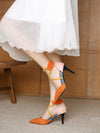 Chic Color Block High Heel Shoes with Pointed Toe and Adjustable Buckle