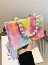 Blue Sky and Ocean Oil Painting Handbag: A Colorful Metal Chain Shoulder Bag for Everyday Use and Travel